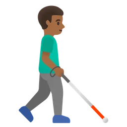 Man with White Cane Facing Right: Medium-Dark Skin Tone — Google
