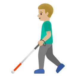 Man with White Cane: Medium-Light Skin Tone — Google