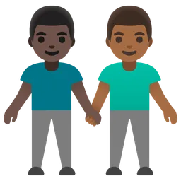 Men Holding Hands: Dark Skin Tone, Medium-Dark Skin Tone — Google