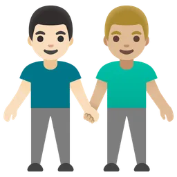 Men Holding Hands: Light Skin Tone, Medium-Light Skin Tone — Google
