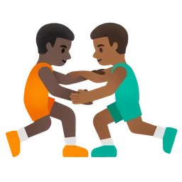 Men Wrestling: Dark Skin Tone, Medium-Dark Skin Tone Google