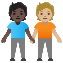 People Holding Hands: Dark Skin Tone, Medium-Light Skin Tone — Google