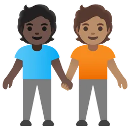 People Holding Hands: Dark Skin Tone, Medium Skin Tone — Google