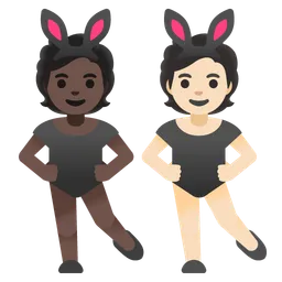 People With Bunny Ears: Dark Skin Tone, Light Skin Tone Google