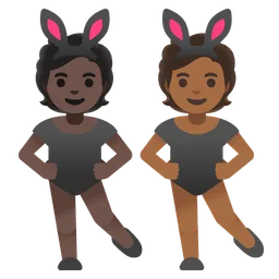 People With Bunny Ears: Dark Skin Tone, Medium-Dark Skin Tone Google