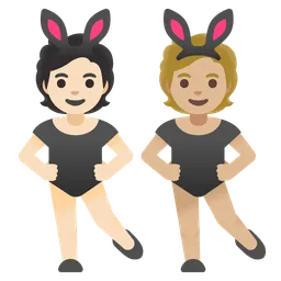 People With Bunny Ears: Light Skin Tone, Medium-Light Skin Tone Google