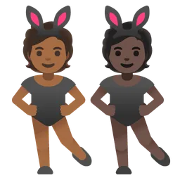 People With Bunny Ears: Medium-Dark Skin Tone, Dark Skin Tone Google