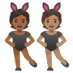 People With Bunny Ears: Medium-Dark Skin Tone, Medium Skin Tone Google