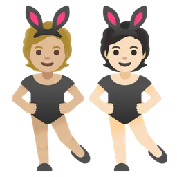People With Bunny Ears: Medium-Light Skin Tone, Light Skin Tone Google