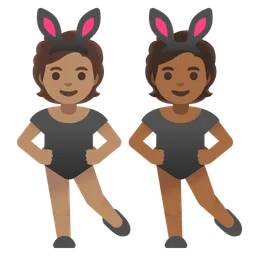 People With Bunny Ears: Medium Skin Tone, Medium-Dark Skin Tone Google
