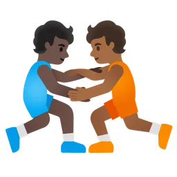 People Wrestling: Dark Skin Tone, Medium-Dark Skin Tone Google