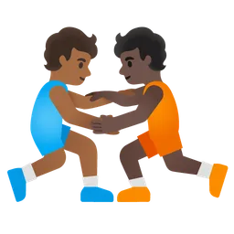 People Wrestling: Medium-Dark Skin Tone, Dark Skin Tone Google