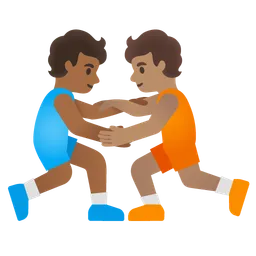 People Wrestling: Medium-Dark Skin Tone, Medium Skin Tone Google