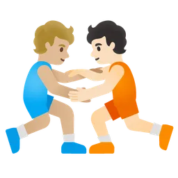 People Wrestling: Medium-Light Skin Tone, Light Skin Tone Google