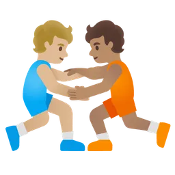 People Wrestling: Medium-Light Skin Tone, Medium Skin Tone Google
