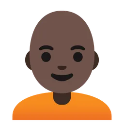 Person: Dark Skin Tone, Bald — Google