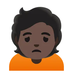 Person Frowning: Dark Skin Tone — Google
