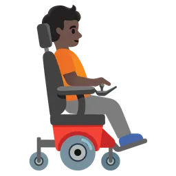 Person in Motorized Wheelchair Facing Right: Dark Skin Tone — Google