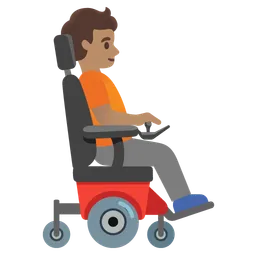 Person in Motorized Wheelchair Facing Right: Medium Skin Tone — Google