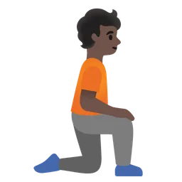 Person Kneeling Facing Right: Dark Skin Tone — Google