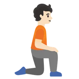 Person Kneeling Facing Right: Light Skin Tone — Google