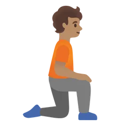 Person Kneeling Facing Right: Medium Skin Tone — Google
