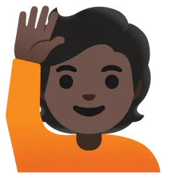 Person Raising Hand: Dark Skin Tone — Google
