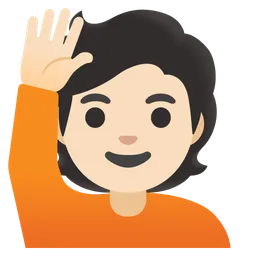 Person Raising Hand: Light Skin Tone — Google
