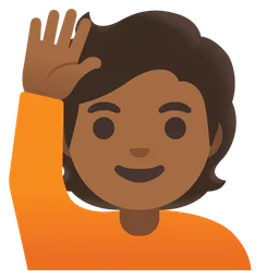 Person Raising Hand: Medium-Dark Skin Tone — Google