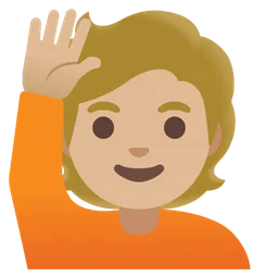 Person Raising Hand: Medium-Light Skin Tone — Google