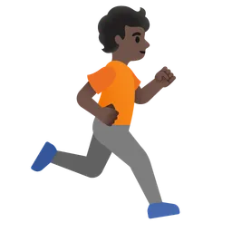 Person Running Facing Right: Dark Skin Tone — Google