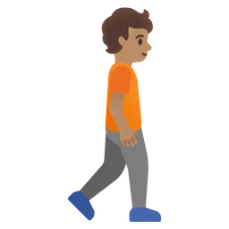 Person Walking Facing Right: Medium Skin Tone — Google
