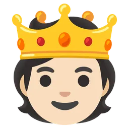 Person with Crown: Light Skin Tone — Google
