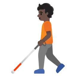 Person with White Cane: Dark Skin Tone — Google