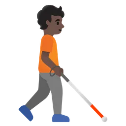 Person with White Cane Facing Right: Dark Skin Tone — Google