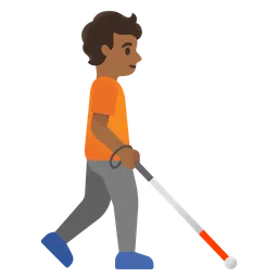 Person with White Cane Facing Right: Medium-Dark Skin Tone — Google