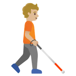 Person with White Cane Facing Right: Medium-Light Skin Tone — Google
