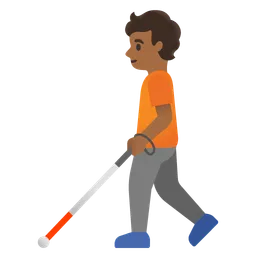 Person with White Cane: Medium-Dark Skin Tone — Google