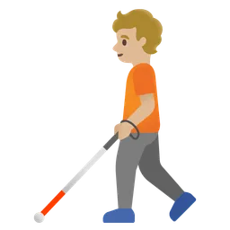 Person with White Cane: Medium-Light Skin Tone — Google