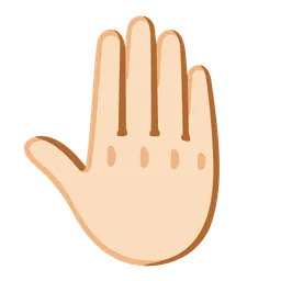 Raised Back of Hand: Light Skin Tone — Google