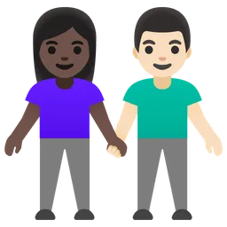 Woman and Man Holding Hands: Dark Skin Tone, Light Skin Tone — Google