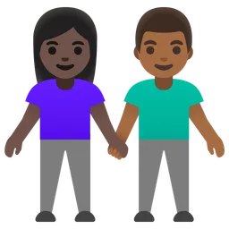 Woman and Man Holding Hands: Dark Skin Tone, Medium-Dark Skin Tone — Google