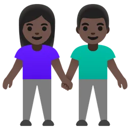Woman and Man Holding Hands: Dark Skin Tone — Google
