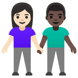 Woman and Man Holding Hands: Light Skin Tone, Dark Skin Tone — Google