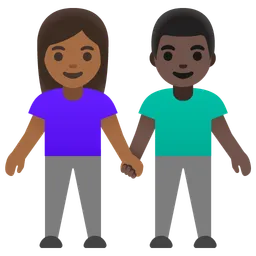 Woman and Man Holding Hands: Medium-Dark Skin Tone, Dark Skin Tone — Google