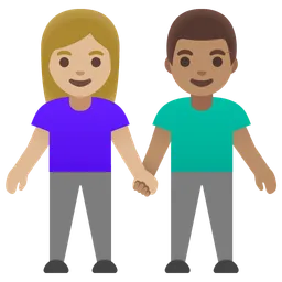 Woman and Man Holding Hands: Medium-Light Skin Tone, Medium Skin Tone — Google