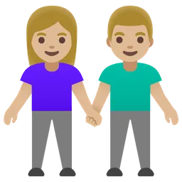 Woman and Man Holding Hands: Medium-Light Skin Tone — Google