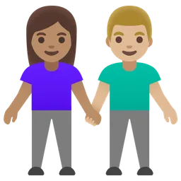 Woman and Man Holding Hands: Medium Skin Tone, Medium-Light Skin Tone — Google