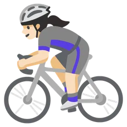 Woman Biking: Light Skin Tone — Google