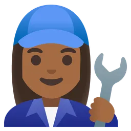 Woman Mechanic: Medium-Dark Skin Tone — Google